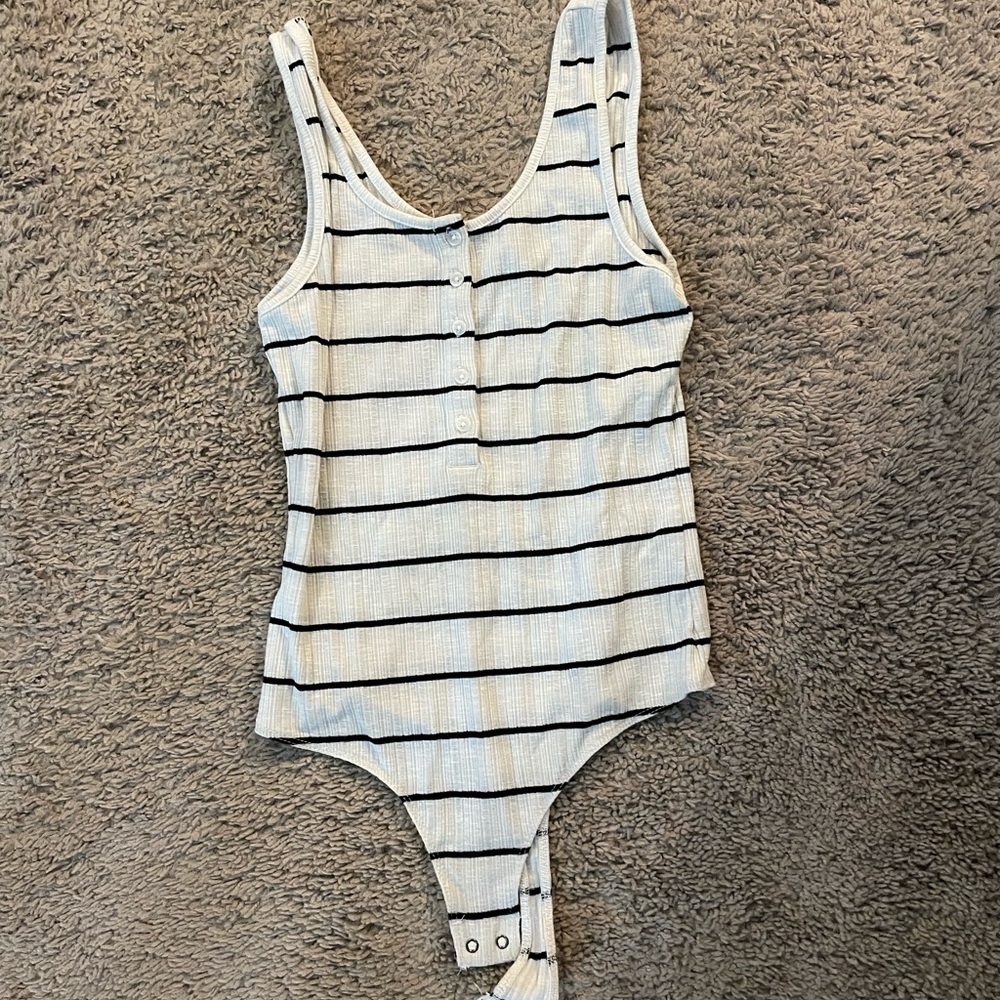 Z Supply Black and White Striped Tank Top bodysuit